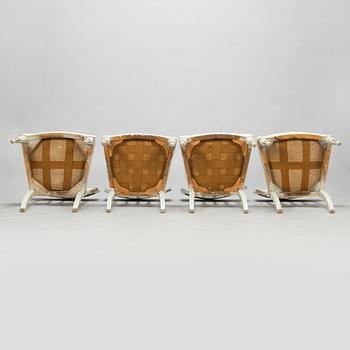 Four late Gustavian Stockholm chairs one signed EÖM  Erik Öhrmark turn of 18th/19th Century.