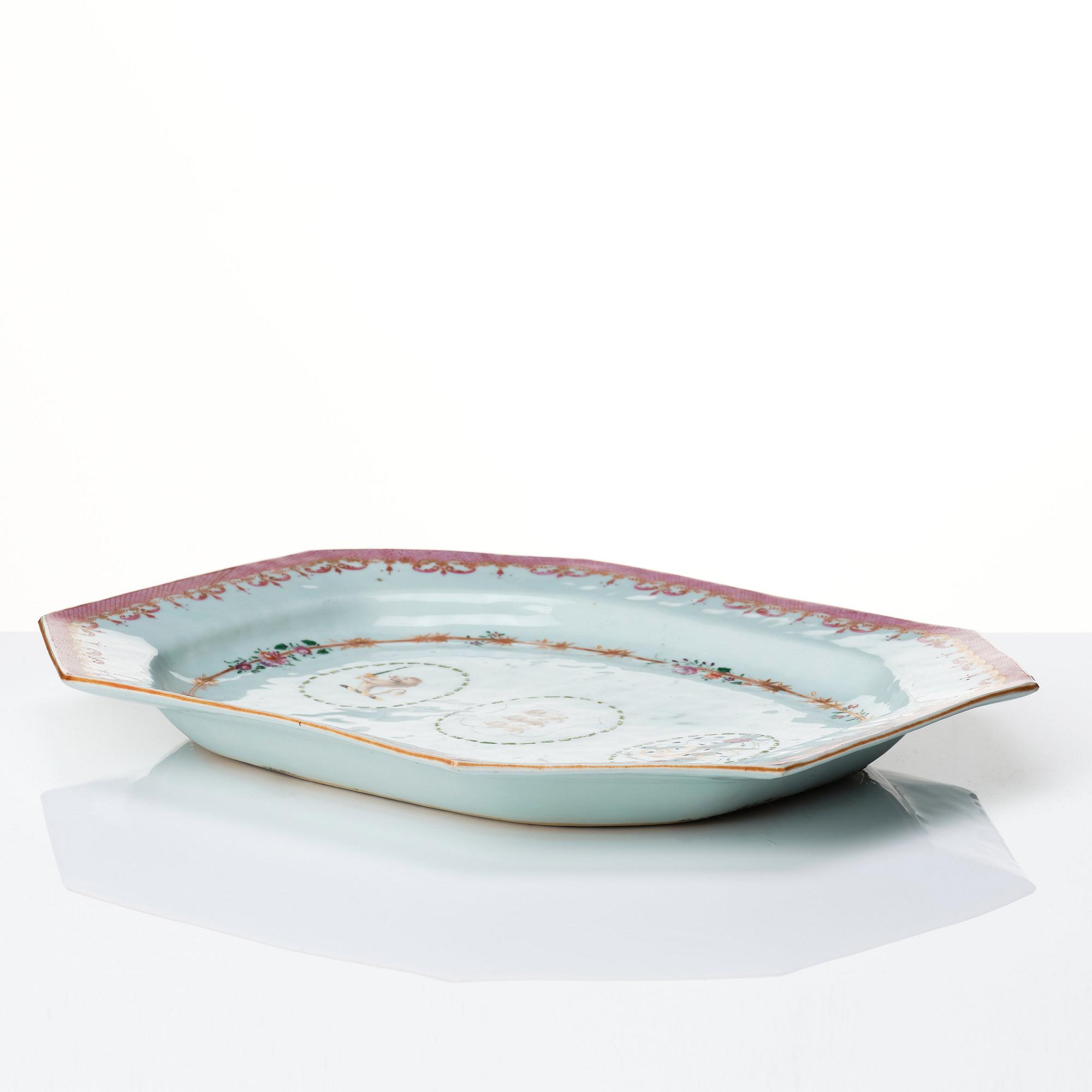 Two famille rose armorial serving dishes, Qing dynasty, Qianlong (1736-95).
