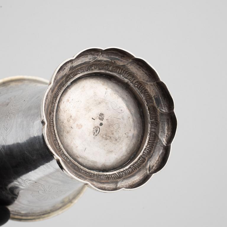 Johan Pettersen, a silver beaker, Rococo, Söderhamn, 1767.