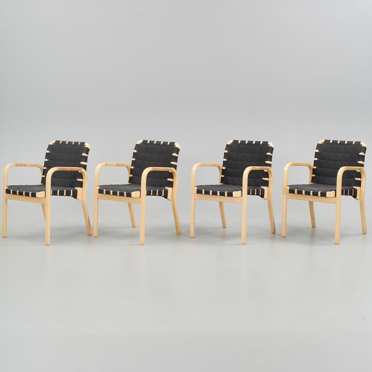 KARMSTOLAR, 4 st, modell 45, Alvar Aalto, Artek. Modellen formgiven 1947.