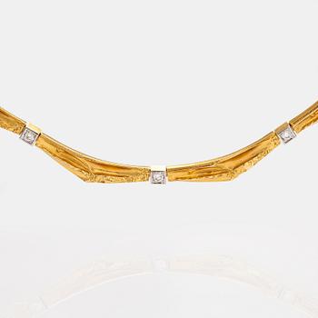 Björn Weckström, "Counterpoint", a 18K gold necklace and platinum necklace with diamonds ca. 0.24 ct. Lapponia 2000.