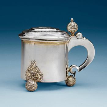 A Swedish 18th century parcel-gilt tankard, makers mark of Niclas Warneck, Karlstad 1741.