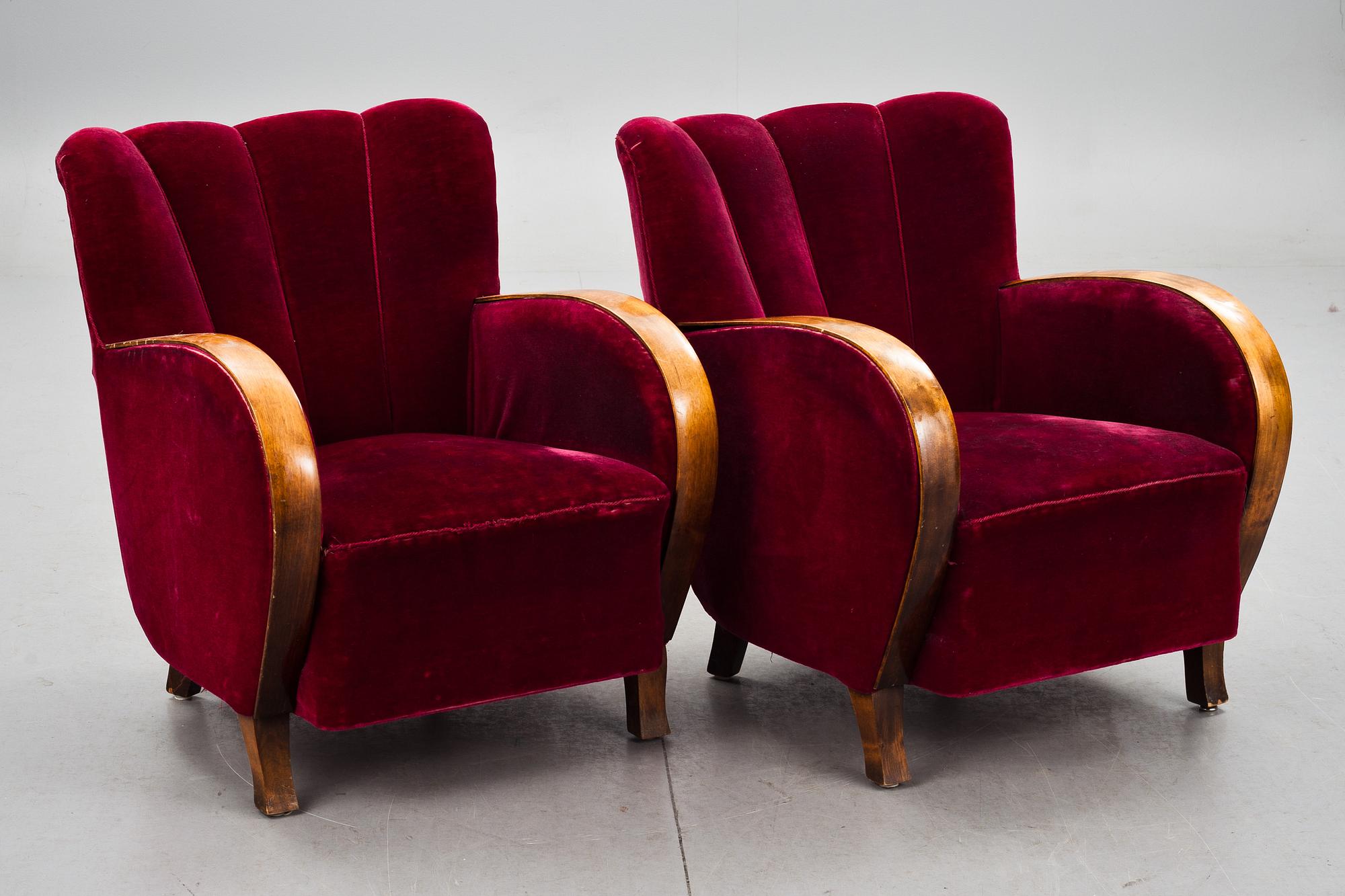FÅTÖLJER, ett par, art deco-stil, 1900-talets mitt.