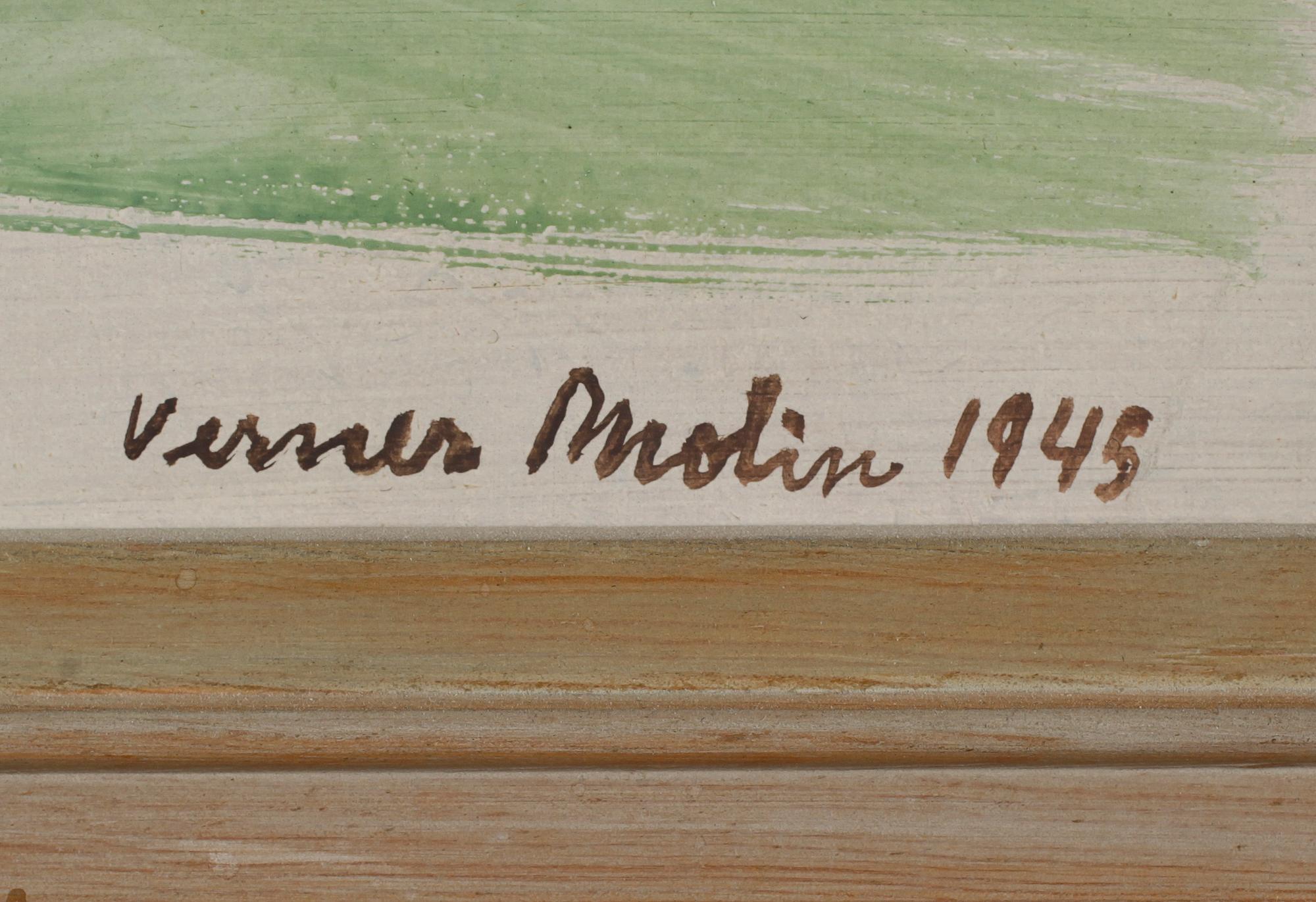 VERNER MOLIN, olja på pannå, signerad och daterad 1945.