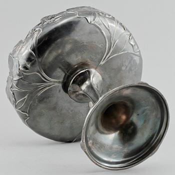 SKÅL PÅ FOT, vitmetall, Wurttembergische Metallwarenfabrik, WMF, jugend, tidigt 1900-tal.