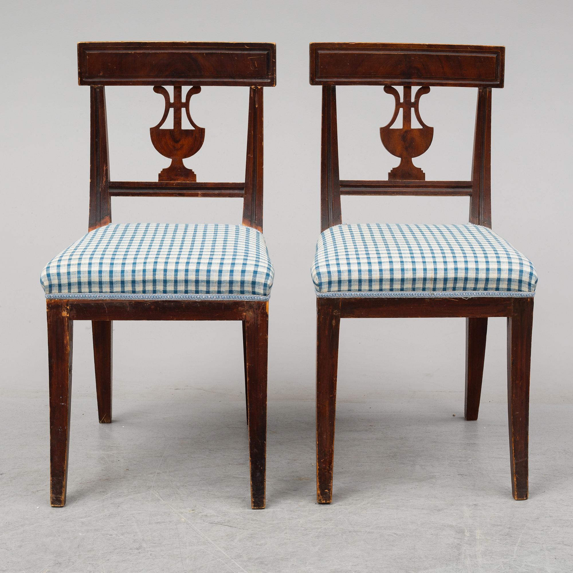 A set of six Swedish Empire style chairs, ca 1900.