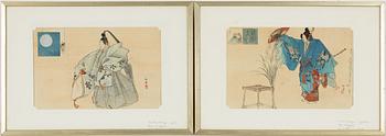 Tsukioka Kogyo,'Toru' and 'Izutsu' from the series 'Pictures of Noh Plays' (Nogaku zue).