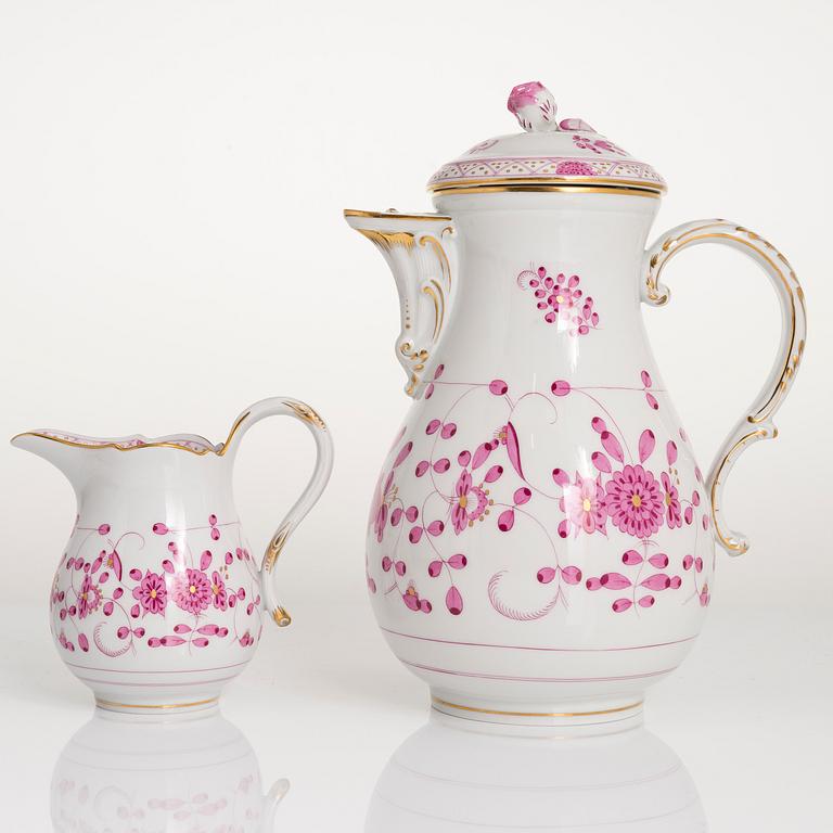 MAT- OCH KAFFESERVIS, 77 delar, porslin, Meissen, "Indische malerei", 1900-talets andra hälft.