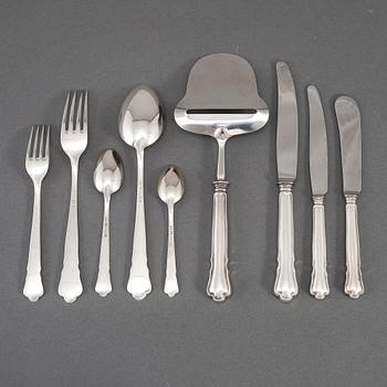 A 'Chippendale' silver cutlery, GAB, Stockholm, some 1957 (61 pc).