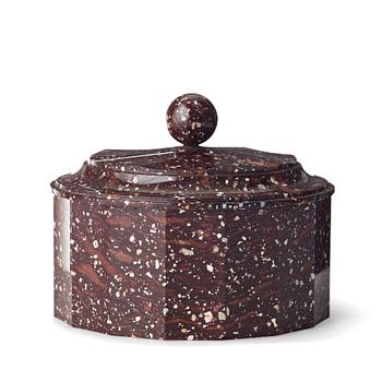 A Swedish Empire 19th century porphyry butter box.