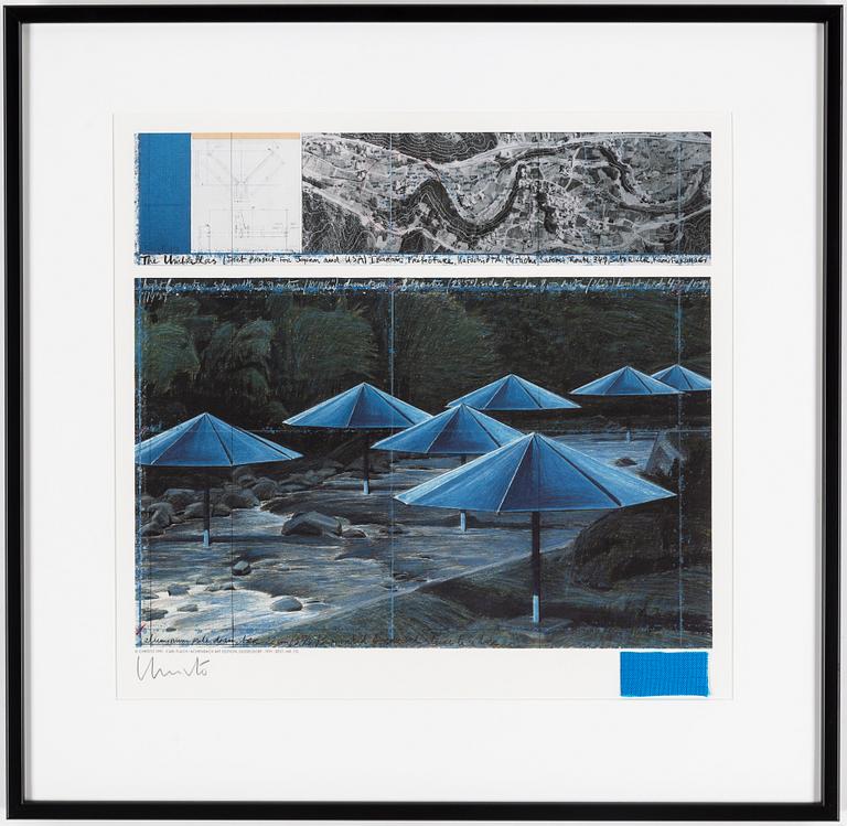 CHRISTO & JEANNE-CLAUDE, offset with canvas application, signed Christo in pencil.