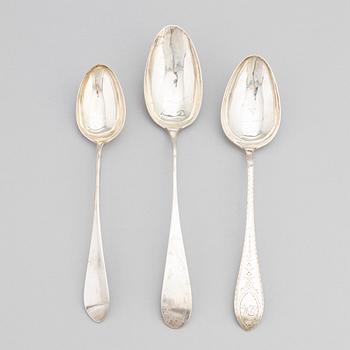 Three Danish silver serving spoon, Assay Master Mark of Frederik Fabritius (1787-1823).