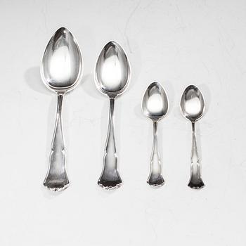 BESTICK, 28 st. silver, Chippendale, finska stämplar 1900-talets slut. Vikt tot. 1049 g.