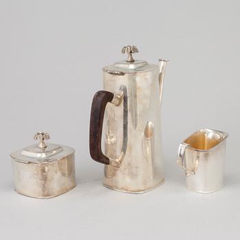 BARBRO LITTMARCK, a three piece silver coffee service from W.A. Bolin, Stockholm, 1980.