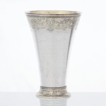 A Swedish Rococo parcel-gilt silver beaker, mark of Kilian Kelson, Stockholm 1750.