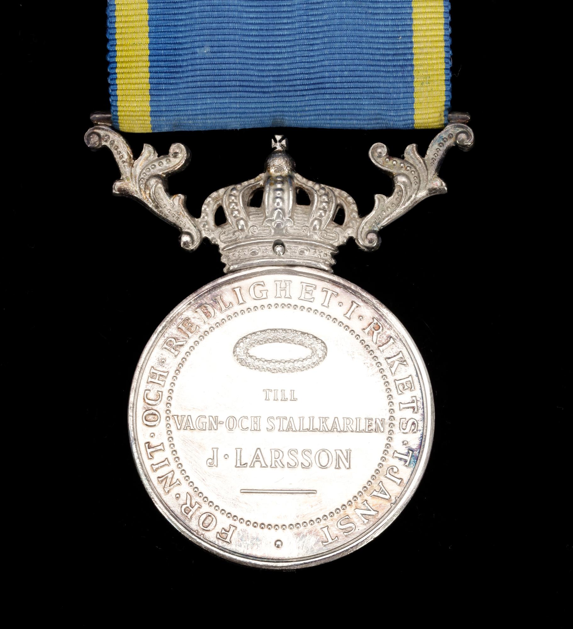 MEDALJ FÖR NIT OCH REDLIGHET, silver, Sverige 1925.