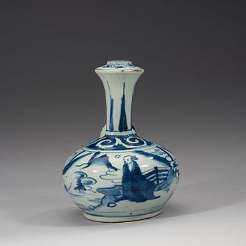 A blue and white kraak kendi, Ming dynasty, Wanli (1572-1620).