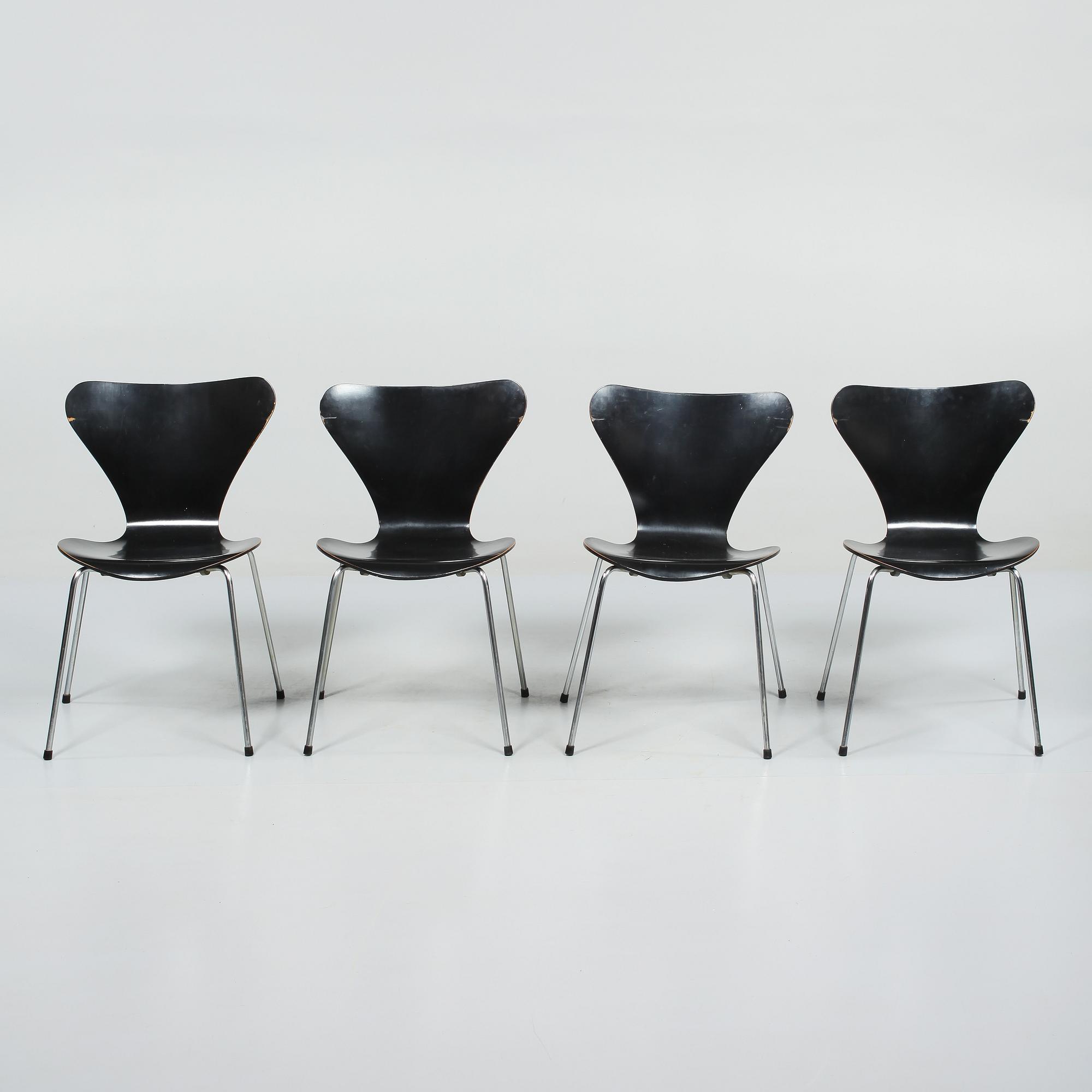 STOLAR, 4 st, "Sjuan", Arne Jacobsen, Fritz Hansen, Danmark, 1979.