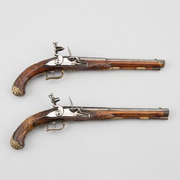 Flintlock pistols, a pair, Joakim Rosenberg, Stralsund, first half of the 18th century.