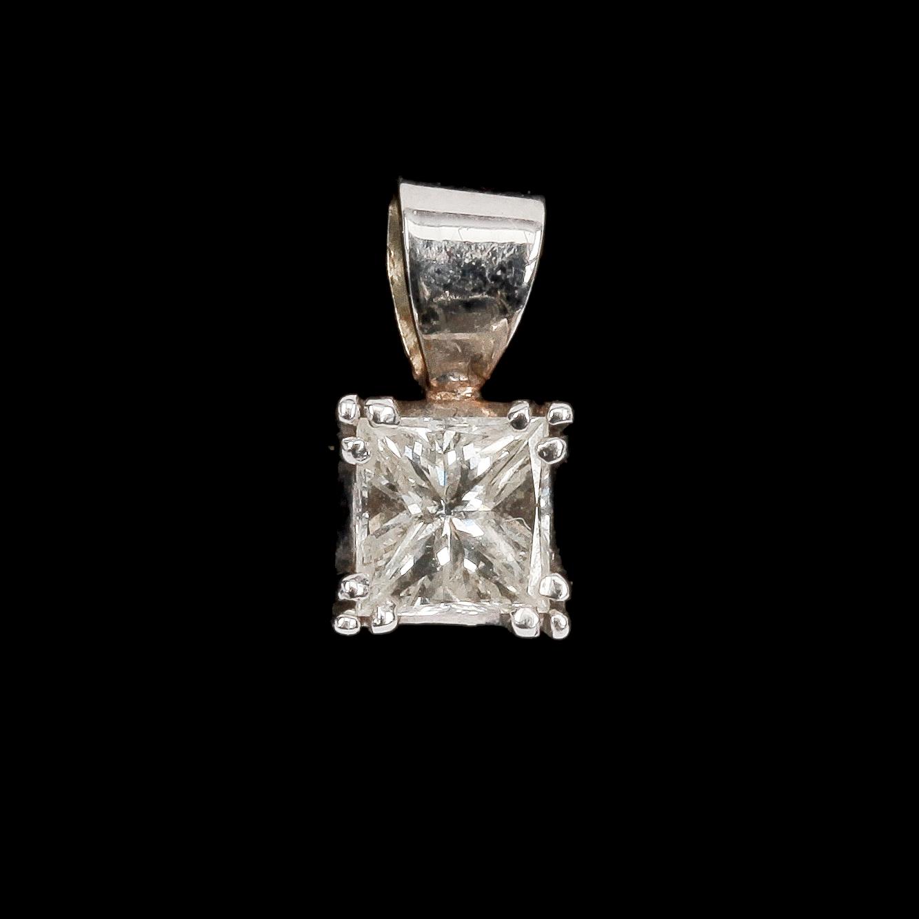 HÄNGE, 18k vitguld med diamant.