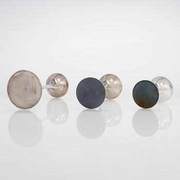 Tapio Wirkkala, ljusstakar, 3 st, silver, "Trumpetti", Kultakeskus, Tavastehus 1990-2001.