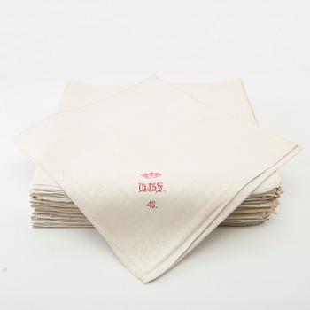 Napkins, 24 pieces dated 1848, damask, approx. 84x77 cm.