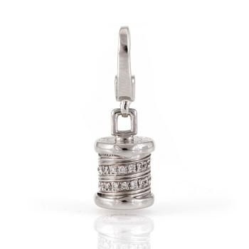 A 'B.zero1' charm by Bulgari set with diamonds.