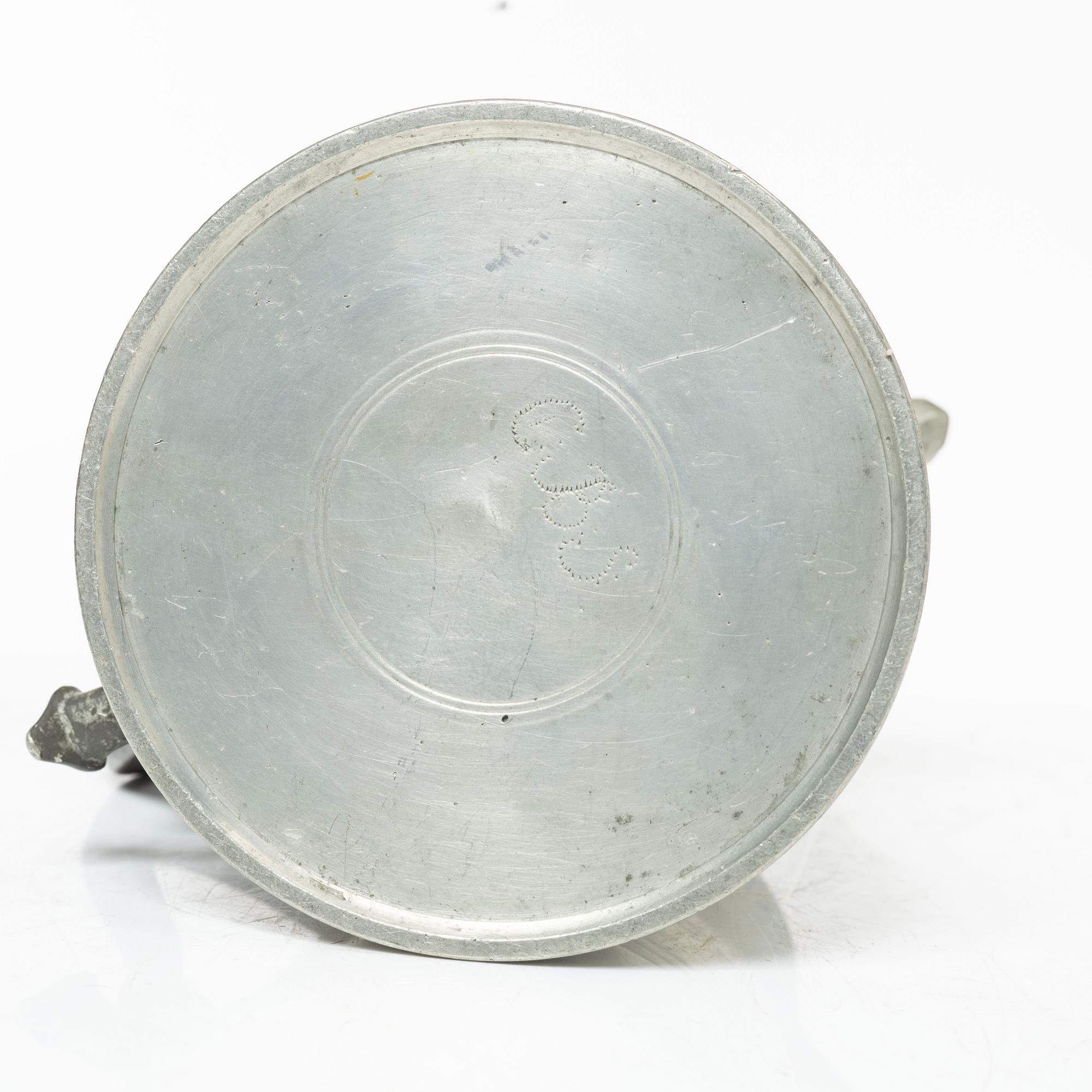 A set of three pewter tankars, Nyköping, Sweden, later part 18th century.