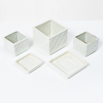Wilhelm Kåge, ten ceramic 'Planta' flower pots, Gustavsberg & Steninge, Sweden, 1940's/50's.