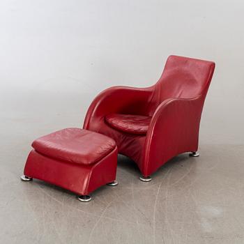 GERARD VAN DER BERG, fåtölj med fotpall, "Loge", Montis, Holland.