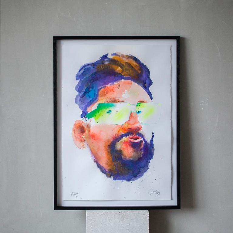 GOUGE, mixed media on paper, signed and dated 2016.