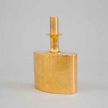 PIERRE FORSSELL, plunta, förgylld mässing, Skultuna, samt snapsglas, 5 st förgylld mässing, Skultuna. 1989-96.