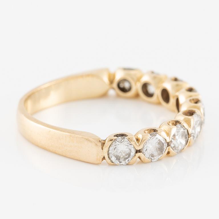 Alliance ring, half alliance, 18K gold with diamonds.