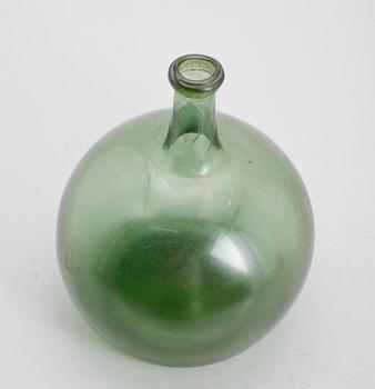 FLASKA, grönt glas, 1700-/1800-tal.