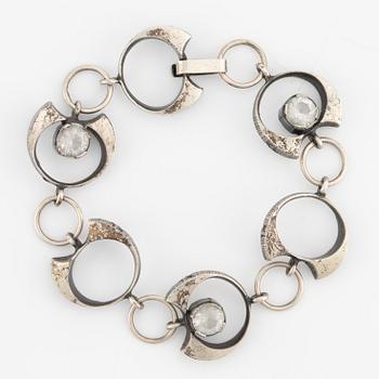 Karl Laine, ring, pendant, and bracelet, silver with rock crystal.