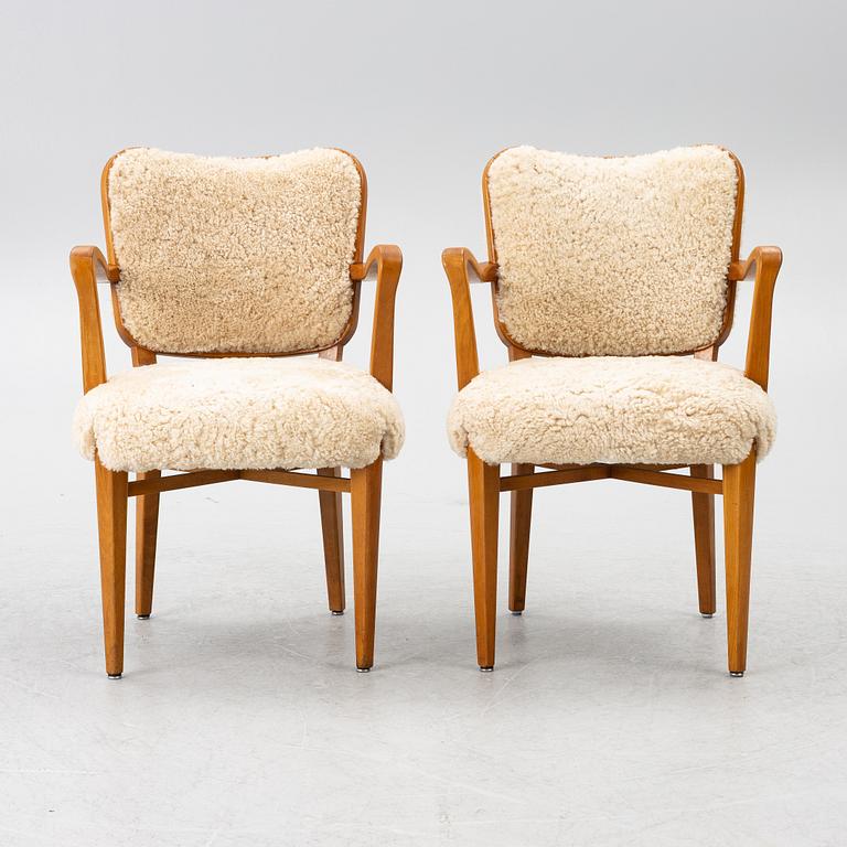 Karmstolar, ett par, Swedish Modern, Westberg, Tranås, 1940/50-tal.