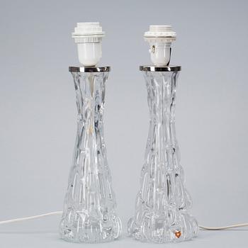 BORDSLAMPOR, ett par, Carl Fagerlund, Orrefors.