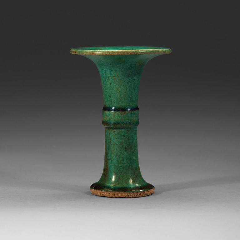 A turquoise bronze shaped vase, Qing dynasty 17th century.