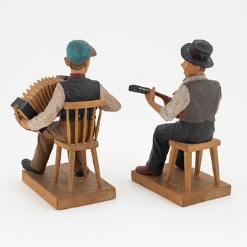 Herman Rosell, attributed to, two wooden sculptures, signed Leo Spanien 1948.