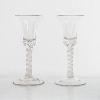 A set of eight wine glasses (6+2), England, 18th / 19th Century.