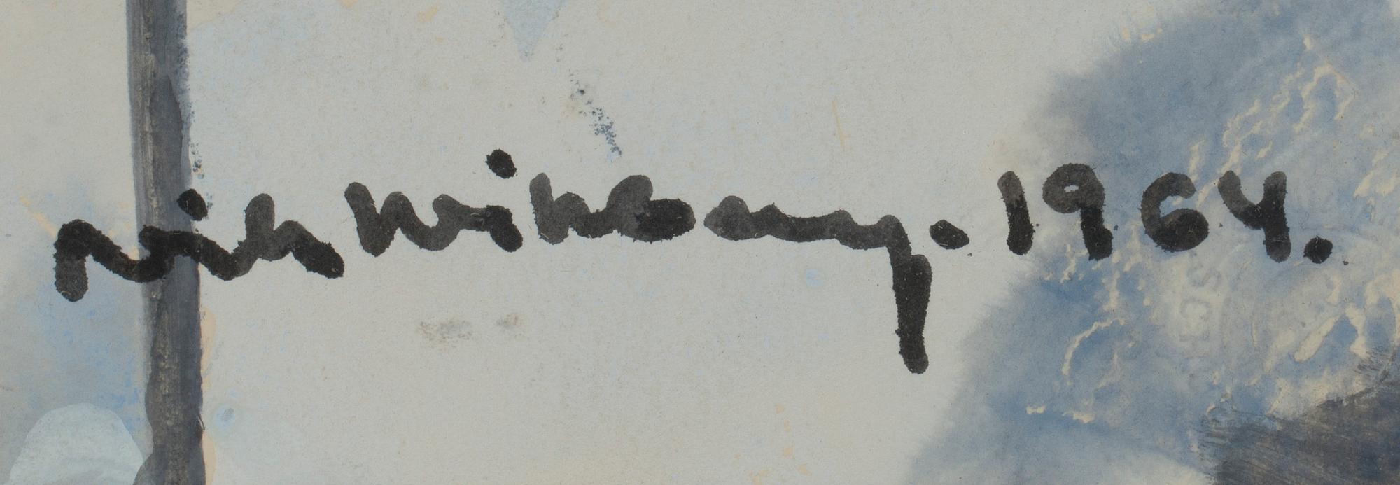 NILS WIKBERG, 2 kpl, vesiväri, sign. ja päiv. 1964.