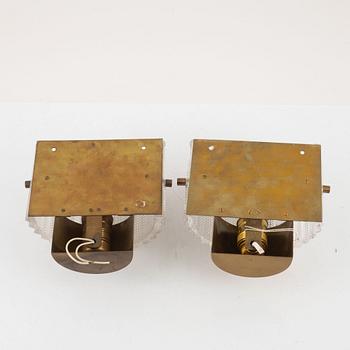 Carl Fagerlund, a pair of wall lamps, Orrefors, mid-20th century.