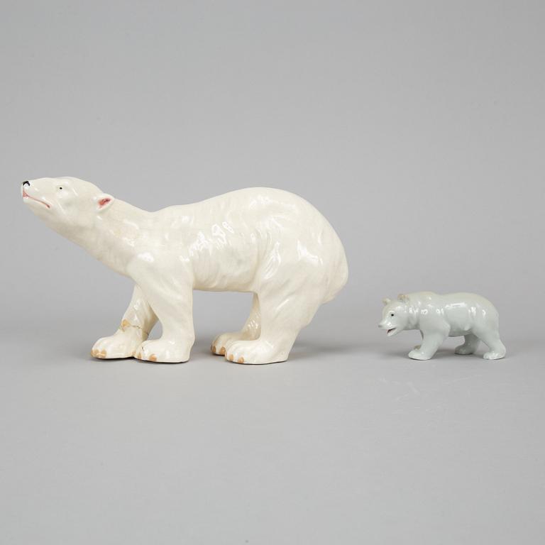 Five ceramic polar bears.