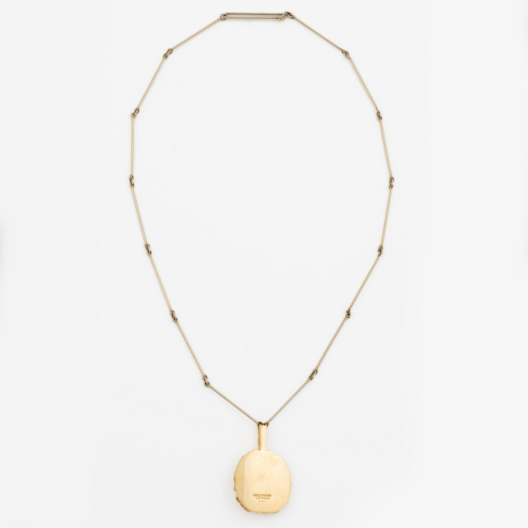 Juhani Linnovaara, necklace 18K gold and brilliant-cut diamond. Lapponia 1977.