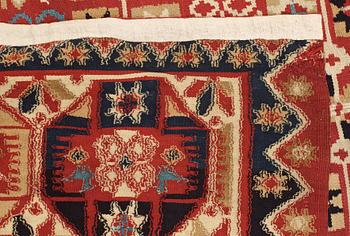 BED COVER, double-interlocked tapestry. 165 x 112,5 cm. Scania, Sweden, around 1830. Färs/Gärds/Villands district.