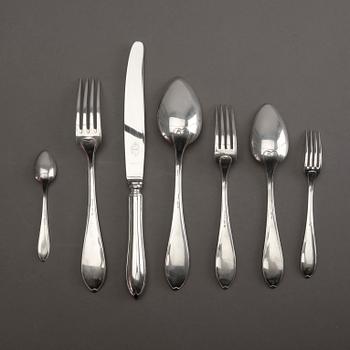 A 20th century set of 95pcs silver cutlery "Svensk Spets" mark of GAB Uppsala 1920s, total weight 4400 gr.