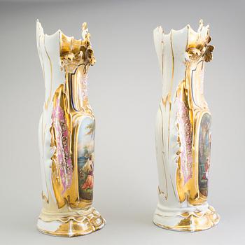 A pair of late 18th century porcelain vases, probably from France.