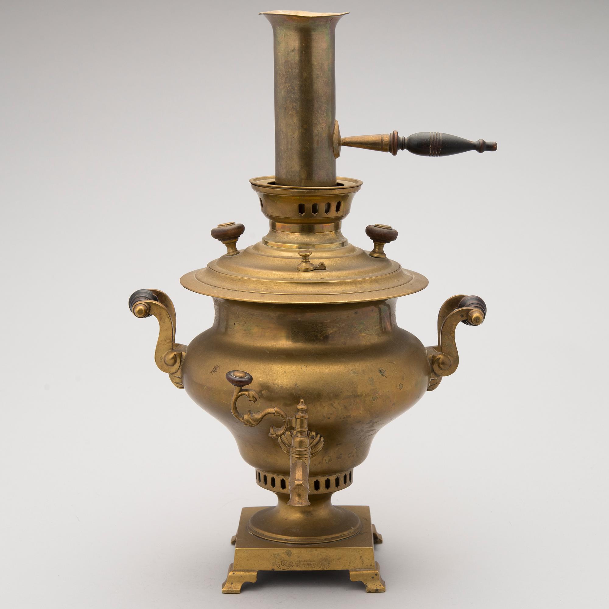 RYSK SAMOVAR, mässing, Bröder Vorontsovich, Tula 1800-talets slut.