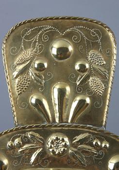 VÄGGPLÅTAR, ett par, mässing, barockstil, 1800/1900-tal.