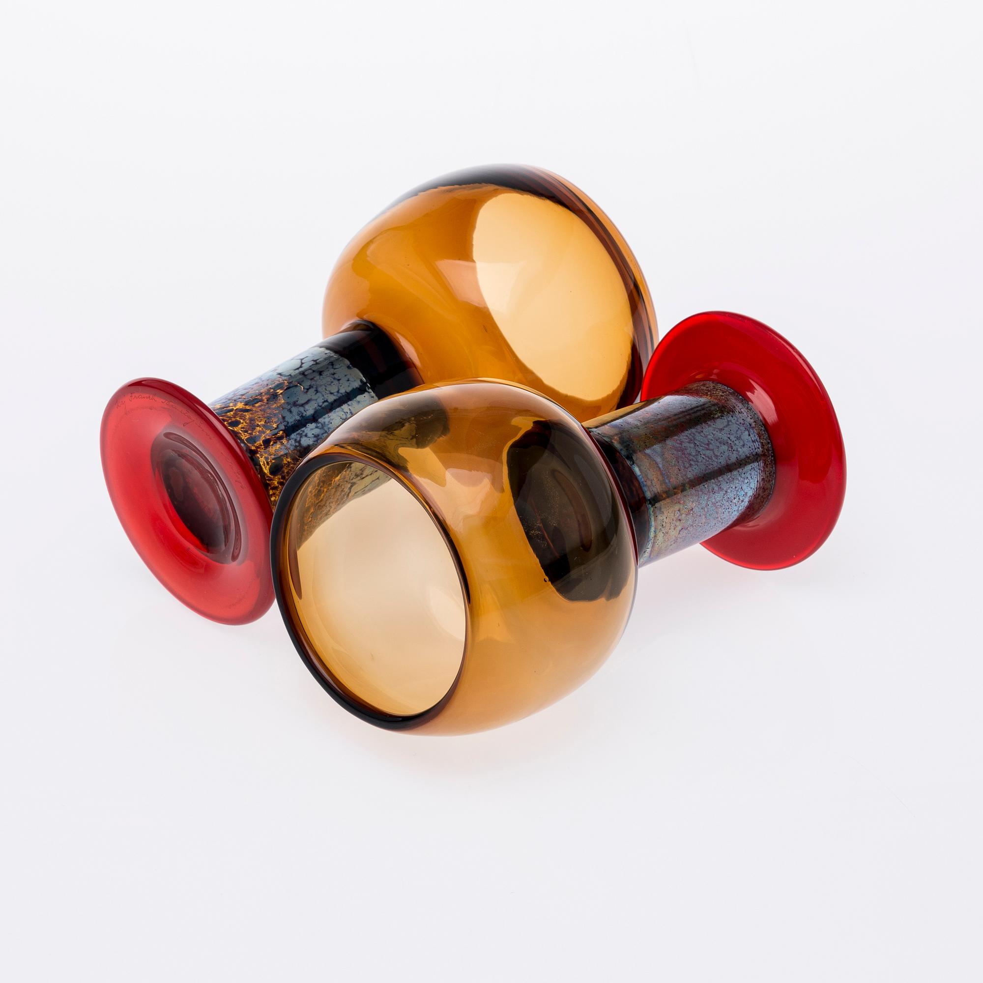 POKAL, 2 st, glas, signerad Kaj Franck, Nuutajärvi, Notsjö.